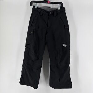 REI Ski Pants Kids Boys Girls  XS 6-7 Black Mountain Snow Fleece Lined Outdoor